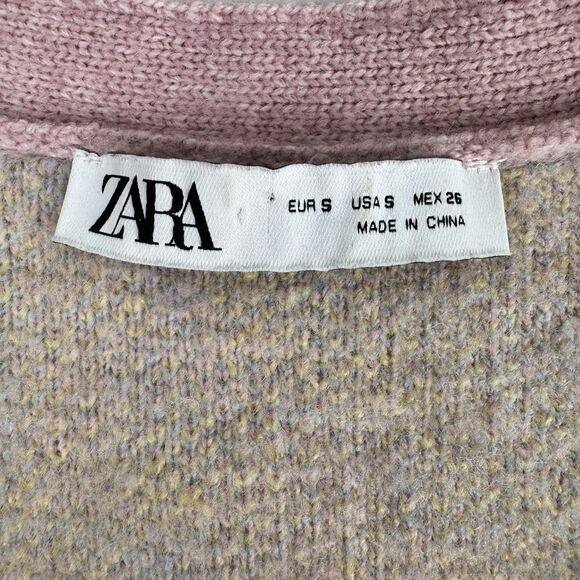 Zara Argyle Cardigan Women Small Pastel Jewel Buttons Preppy Soft Girl Academia - Picture 10 of 13